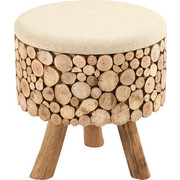 HOCKER - Braun, LIFESTYLE, Holz/Textil (43/43/46cm) - Ambia Home