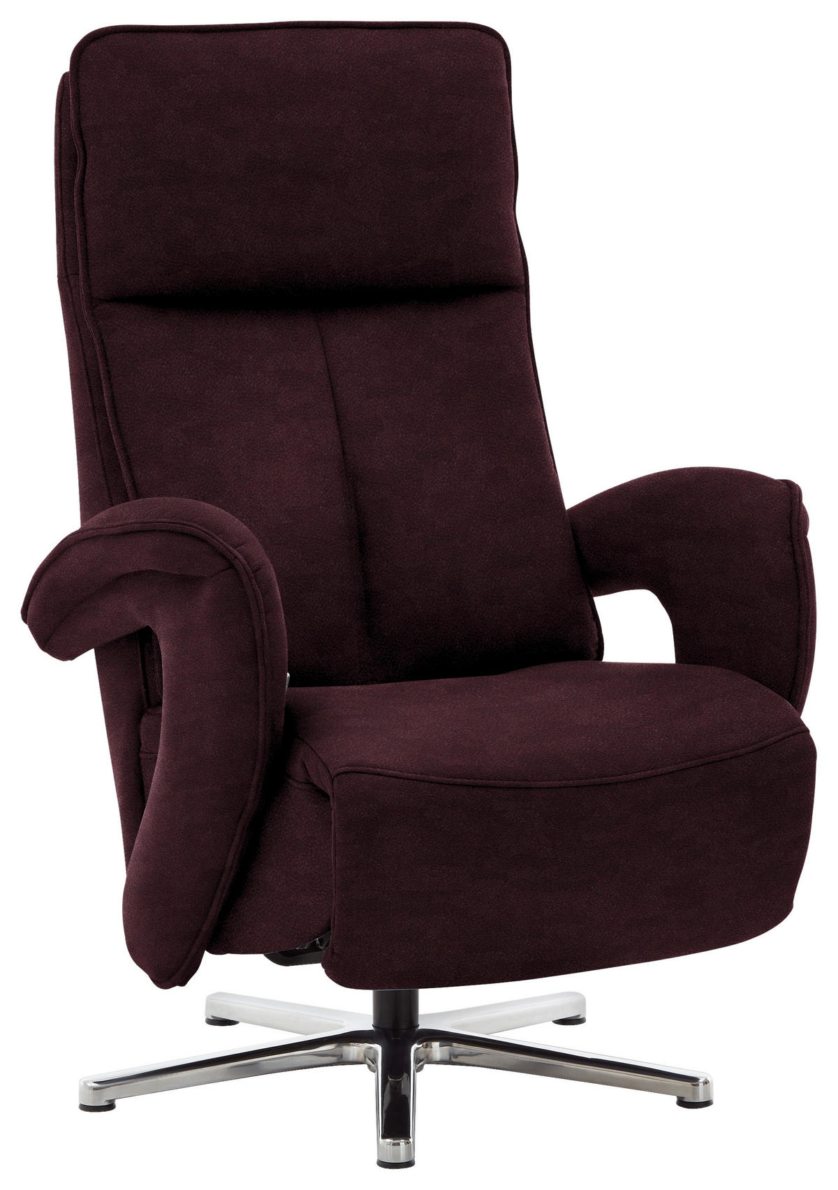 RELAXSESSEL in Textil Dunkelbraun  - Chromfarben/Dunkelbraun, Design, Textil/Metall (77/110/87cm) - Valdera