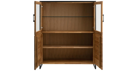 HIGHBOARD in 115/138/39 cm - Wildeiche/Schwarz, Design, Glas/Holz (115/138/39cm) - Linea Natura