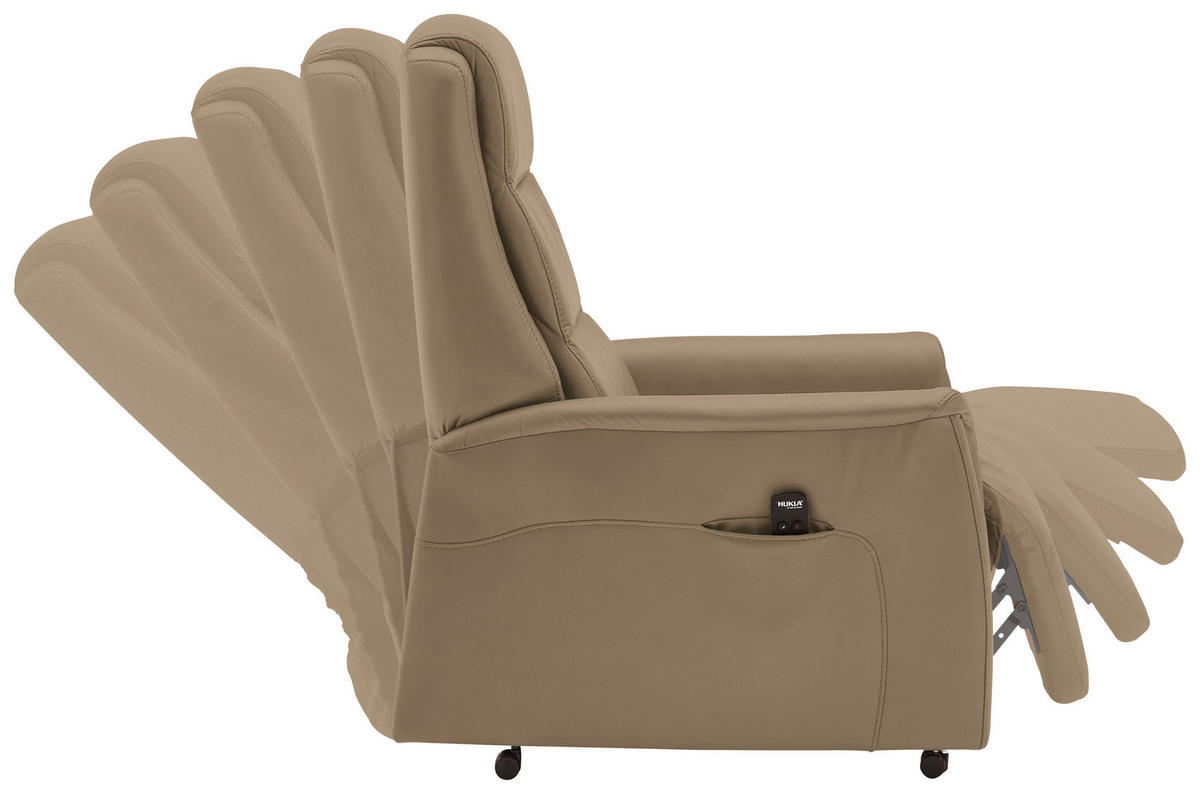 FERNSEHSESSEL Valdera  mit Relaxfunktion, Aufstehhilfe, Rücken echt Echtleder Greige  - Greige/Schwarz, KONVENTIONELL, Leder/Kunststoff (70/107/88cm) - Livetastic