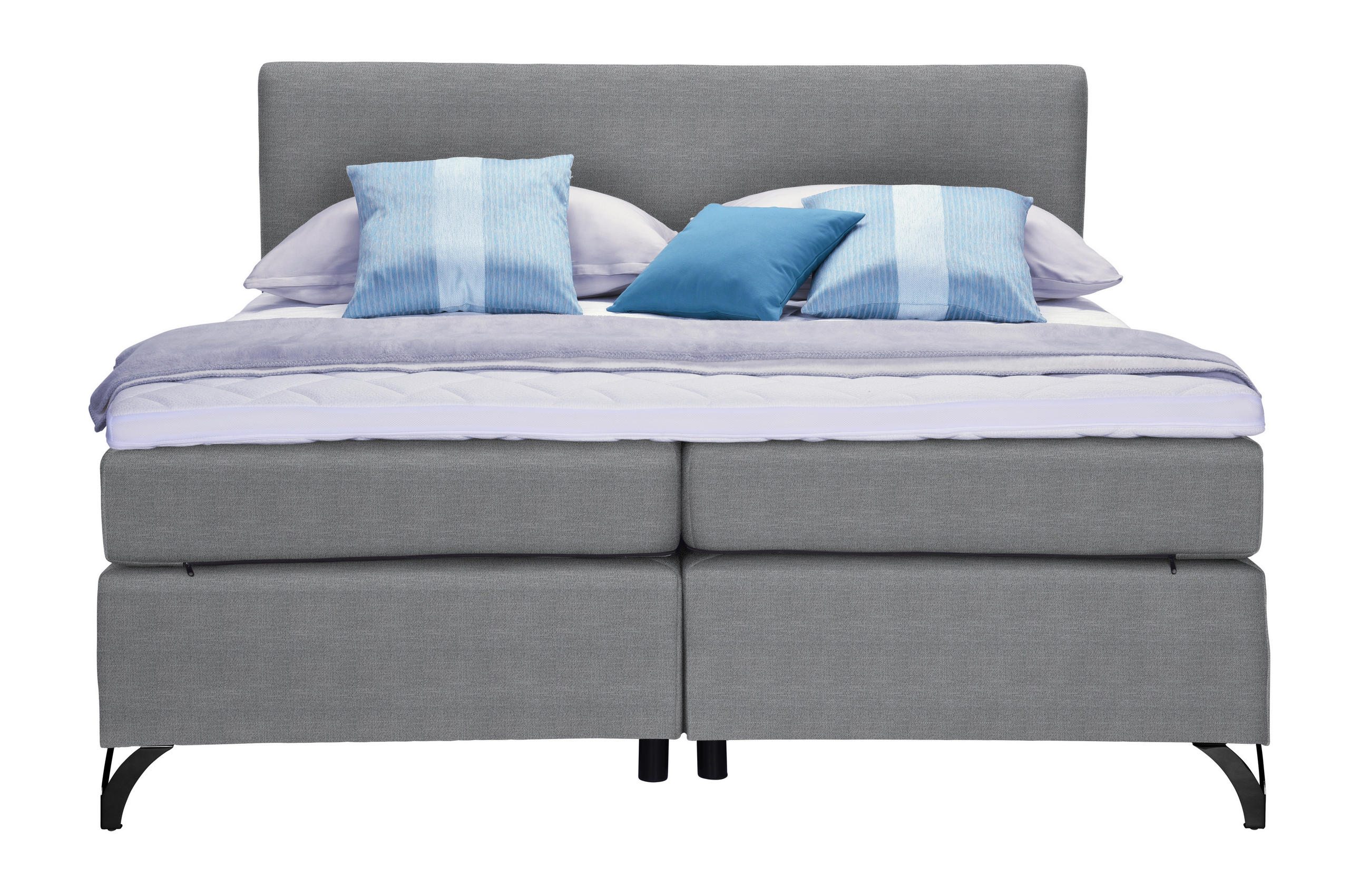 BOXSPRINGBETT 140/200 cm  in Grau  - Schwarz/Grau, KONVENTIONELL, Textil/Metall (140/200cm) - Esposa