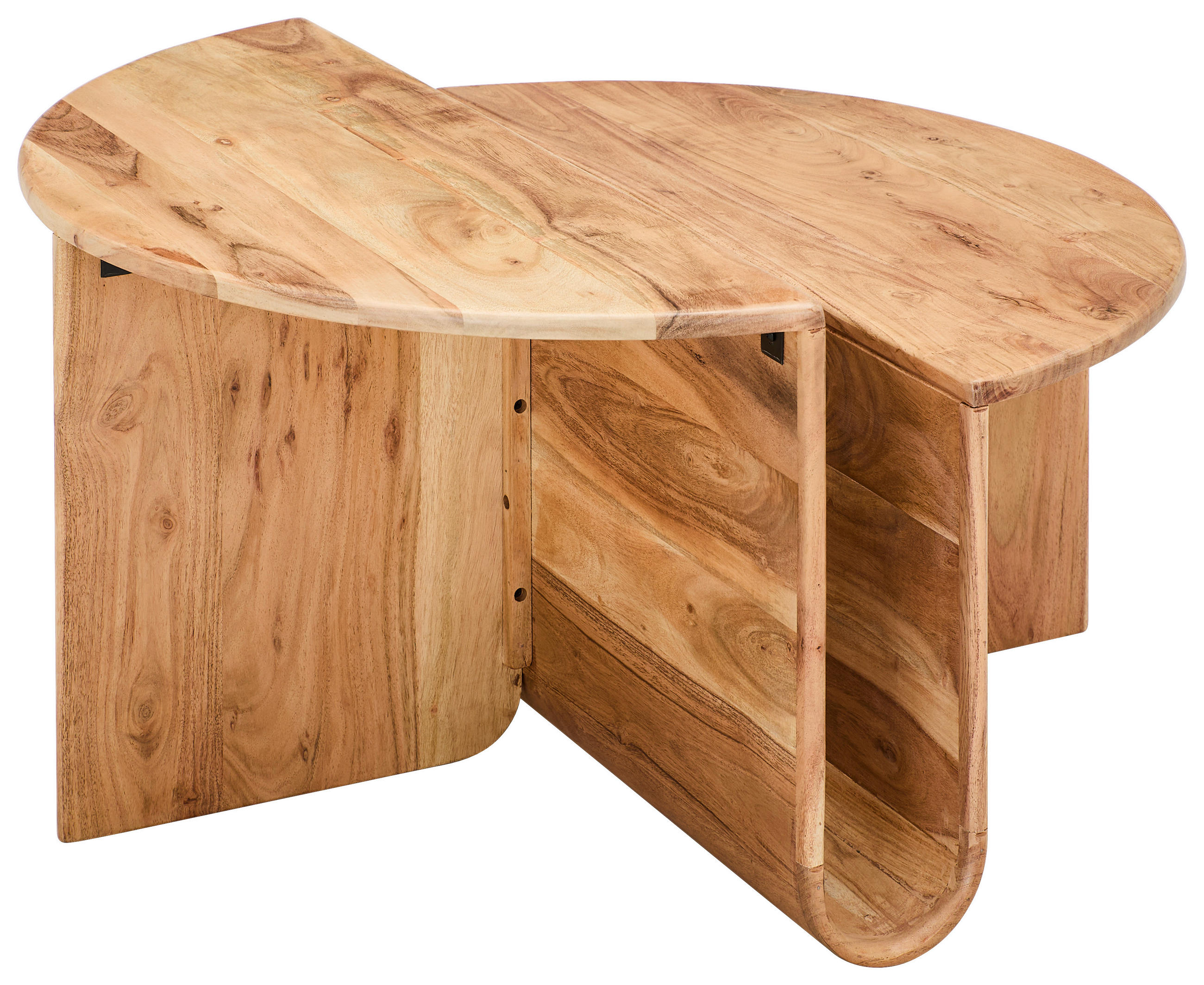 COUCHTISCH Akazie vollmassiv 80/40/80 cm rund Akaziefarben  - Akaziefarben, KONVENTIONELL, Holz (80/40/80cm) - Livetastic