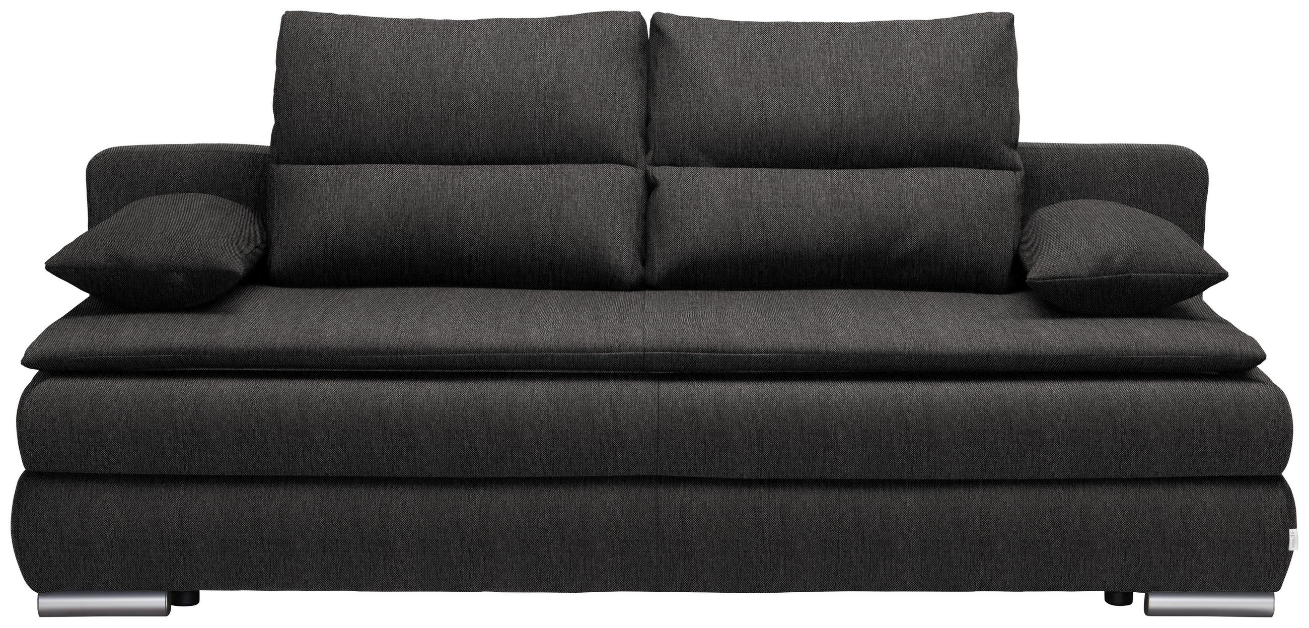 SCHLAFSOFA in Webstoff Dunkelgrau  - Dunkelgrau/Silberfarben, KONVENTIONELL, Kunststoff/Textil (207/94/90cm) - Venda