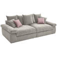 BIGSOFA Feincord Grau, Rosa  - Schwarz/Rosa, Design, Kunststoff/Textil (260/90/140cm) - Carryhome