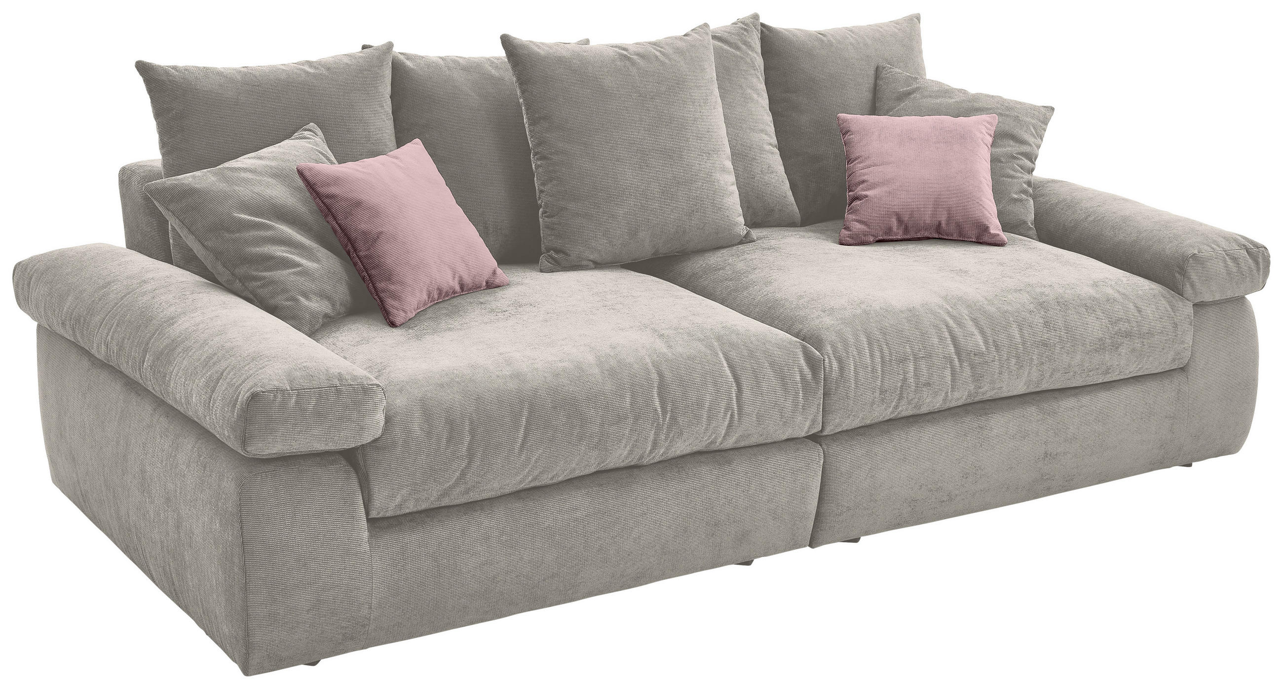 BIGSOFA Feincord Grau, Rosa  - Schwarz/Rosa, Design, Kunststoff/Textil (260/90/140cm) - Carryhome
