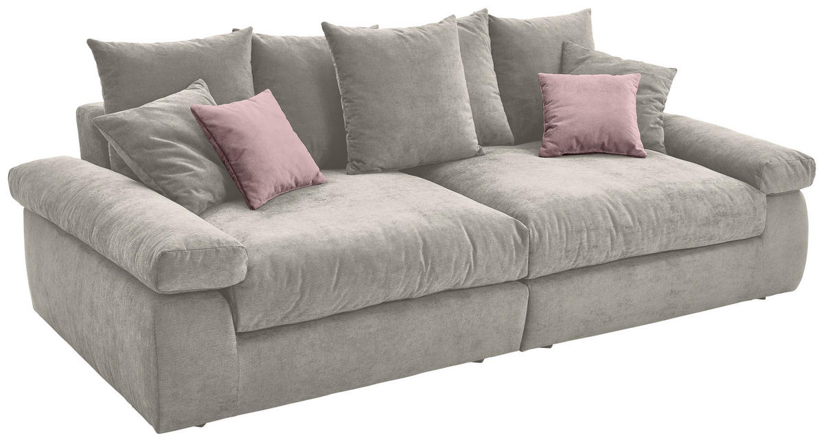 BIGSOFA Feincord Grau, Rosa  - Schwarz/Rosa, Design, Kunststoff/Textil (260/90/140cm) - Carryhome