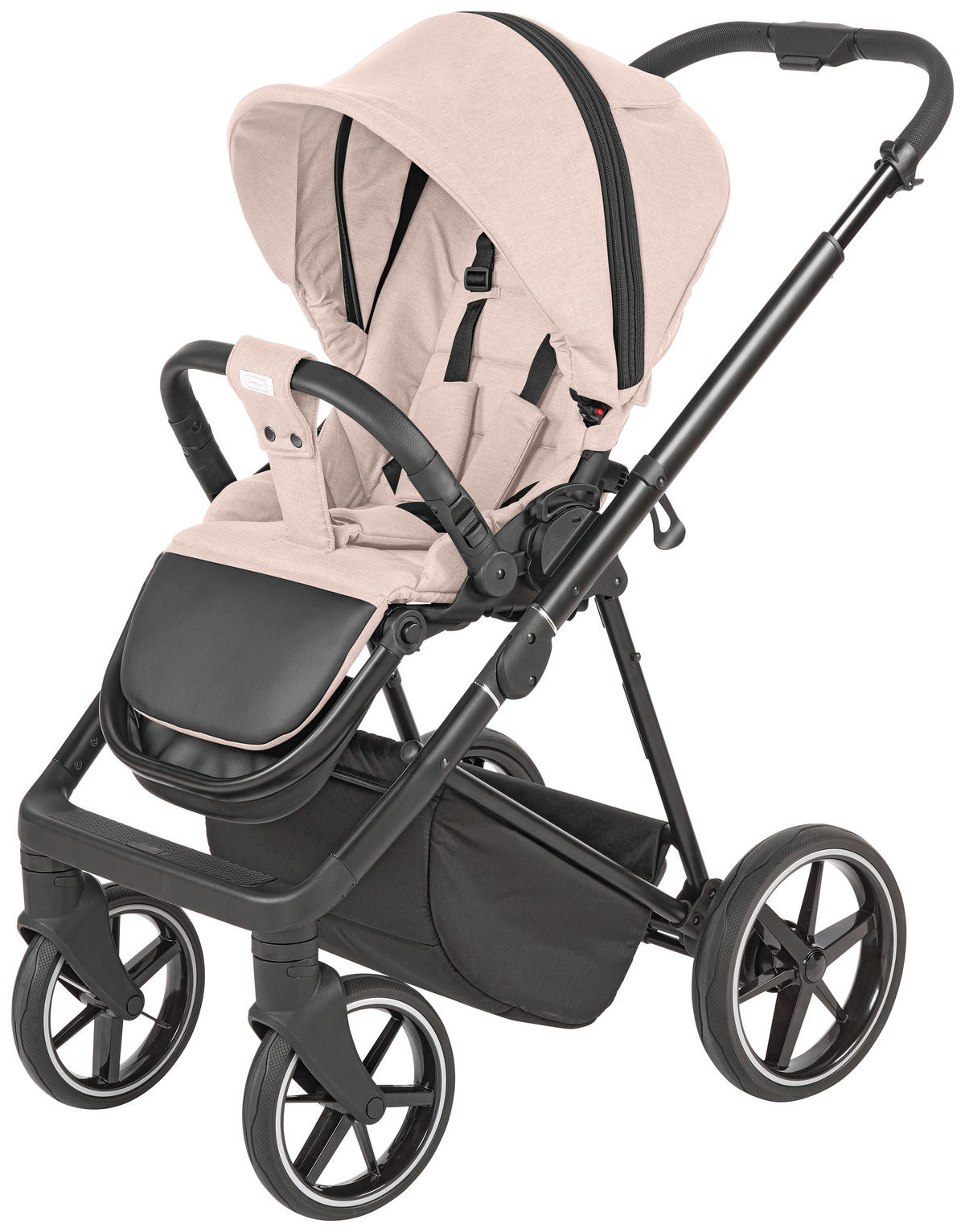 KINDERWAGENSET  - Taupe/Schwarz, Basics, Textil/Metall (57,5/116/101cm) - Jimmylee