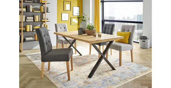 STUHL Webstoff Anthrazit - Eichefarben/Anthrazit, KONVENTIONELL, Holz/Textil (48/95/61cm) - Carryhome
