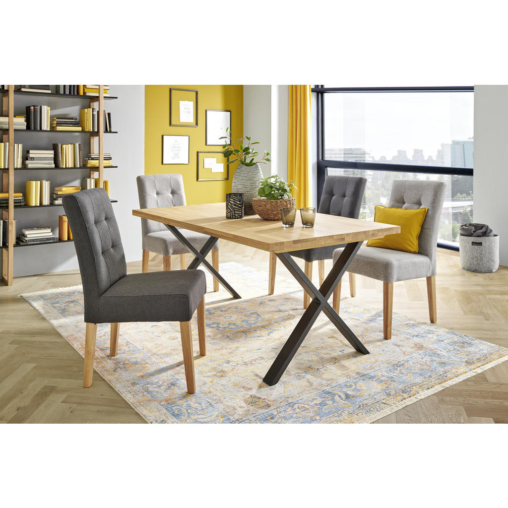 Thumbnail - Carryhome Stuhl, Grau, Textil, Holz, Eiche, massiv, konisch, 48x95x61 cm, Esszimmer, Stühle, Esszimmerstühle, Vierfußstü...