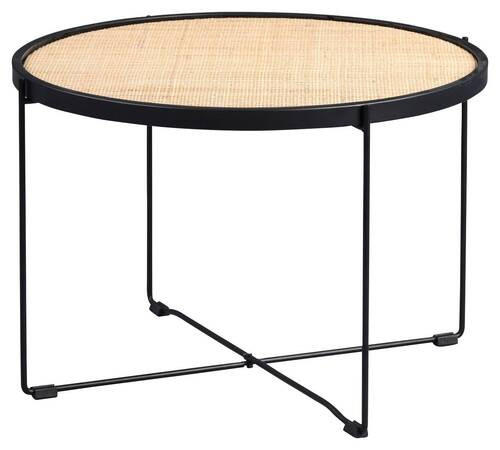 BEISTELLTISCH 58/58/40 cm Naturfarben, Schwarz rund  - Schwarz/Naturfarben, KONVENTIONELL, Naturmaterialien/Holzwerkstoff (58/58/40cm) - Livetastic