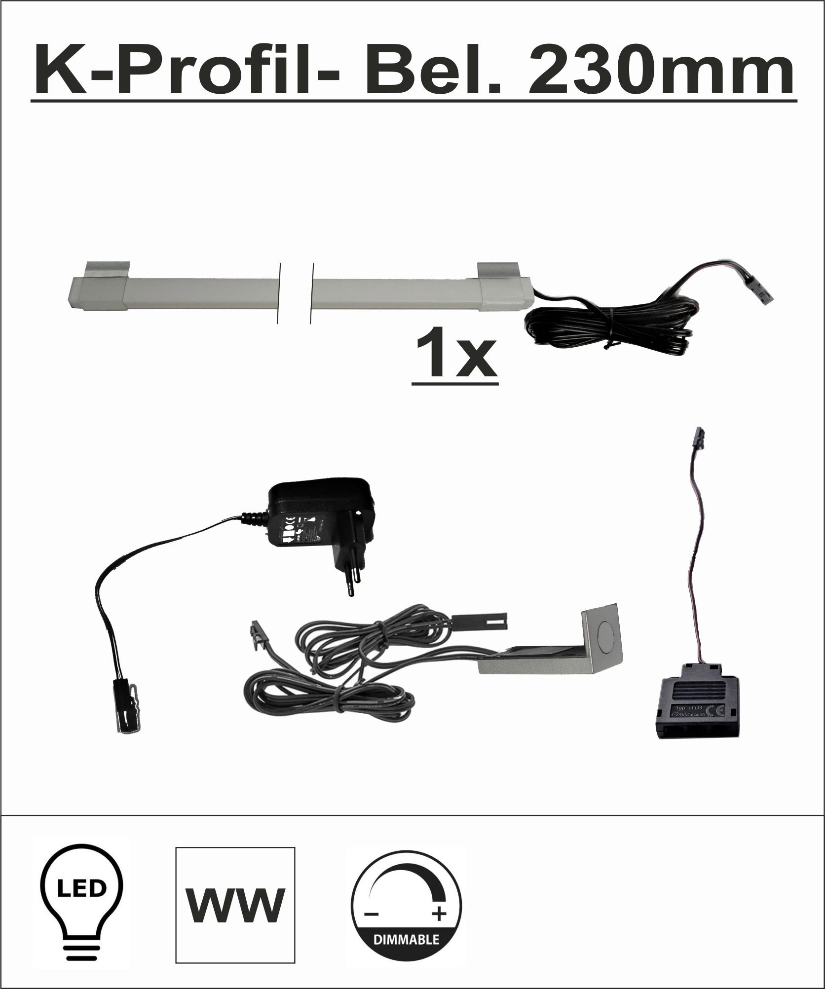 Livetastic Glasbodenbeleuchtungs-Set Universal-Beleuchtung Grau