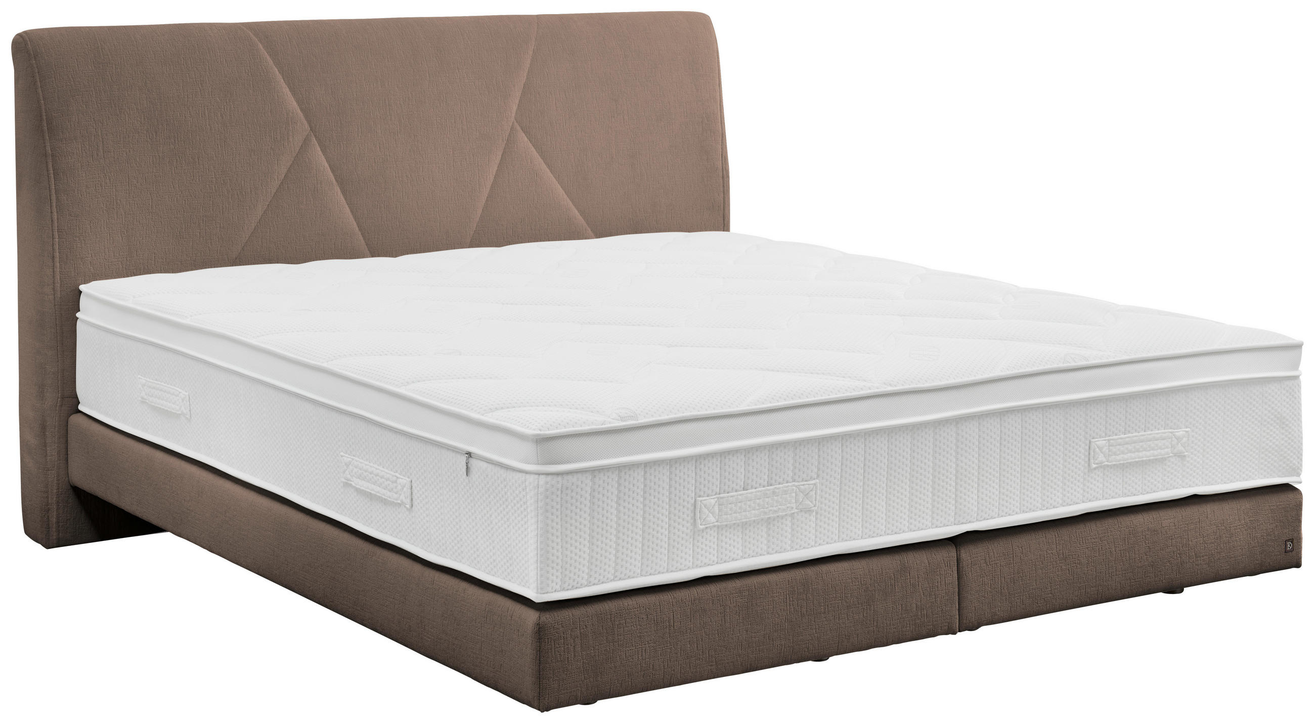 BOXSPRINGBETT 180/200 cm,  in Schlammfarben, Topper, Matratzen, unterschiedliche Matratzenhärtegrade je Bettseite, H2 + H4 = mittel + sehr fest  - Schlammfarben/Schwarz, Design, Kunststoff/Textil (180/200cm) - Dieter Knoll