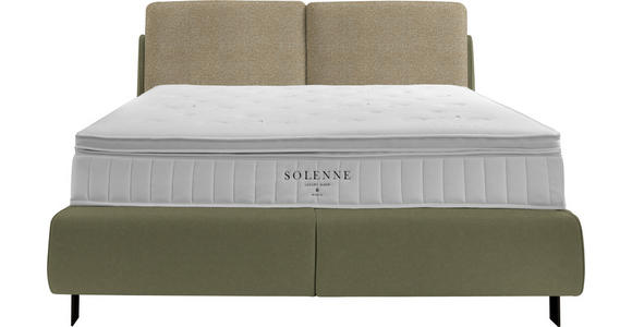 BOXSPRINGBETT 180/200 cm  in Beige, Olivgrün  - Beige/Schwarz, Design, Textil/Metall (180/200cm) - Johann Jakob