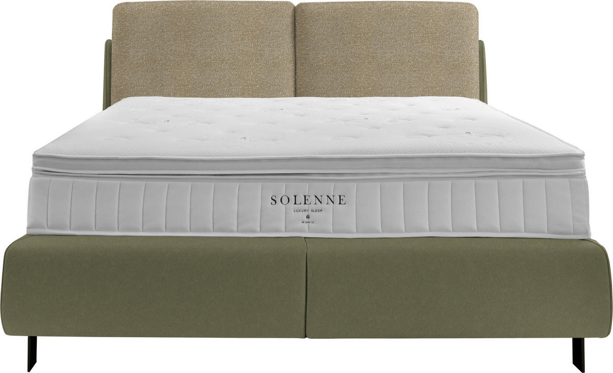 BOXSPRINGBETT 180/200 cm  in Beige, Olivgrün  - Beige/Schwarz, Design, Textil/Metall (180/200cm) - Johann Jakob