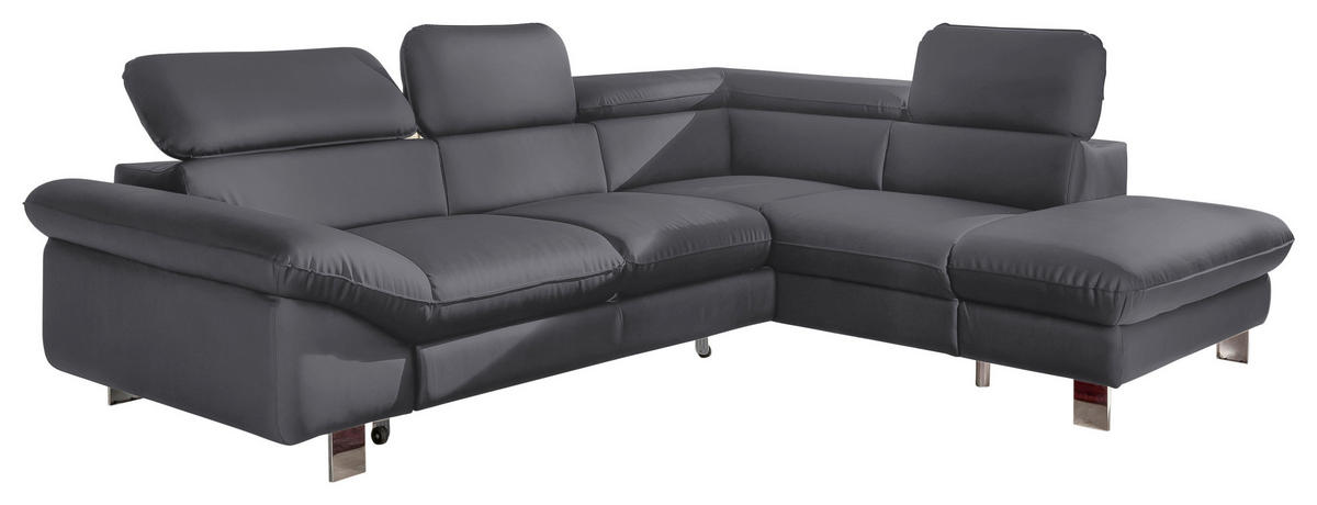 WOHNLANDSCHAFT in Lederlook Fango  - Chromfarben/Fango, Modern, Textil/Metall (266/214cm) - MID.YOU