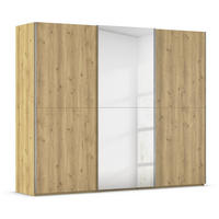 SCHWEBETÜRENSCHRANK 270/223/68 cm 3-türig Eichefarben, Chromfarben  - Chromfarben/Eichefarben, Design, Holz/Holzwerkstoff (270/223/68cm) - Novel