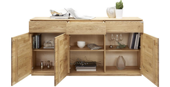 SIDEBOARD in 177/89/42 cm - Eichefarben/Anthrazit, Design, Glas/Holz (177/89/42cm) - Waldwelt