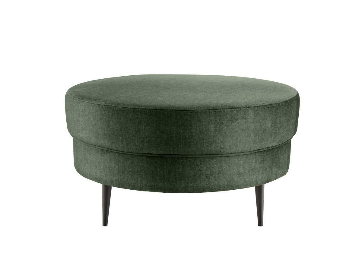 HOCKER in Textil Dunkelgrün  - Dunkelgrün/Schwarz, Modern, Textil/Metall (80/43cm) - Livetastic