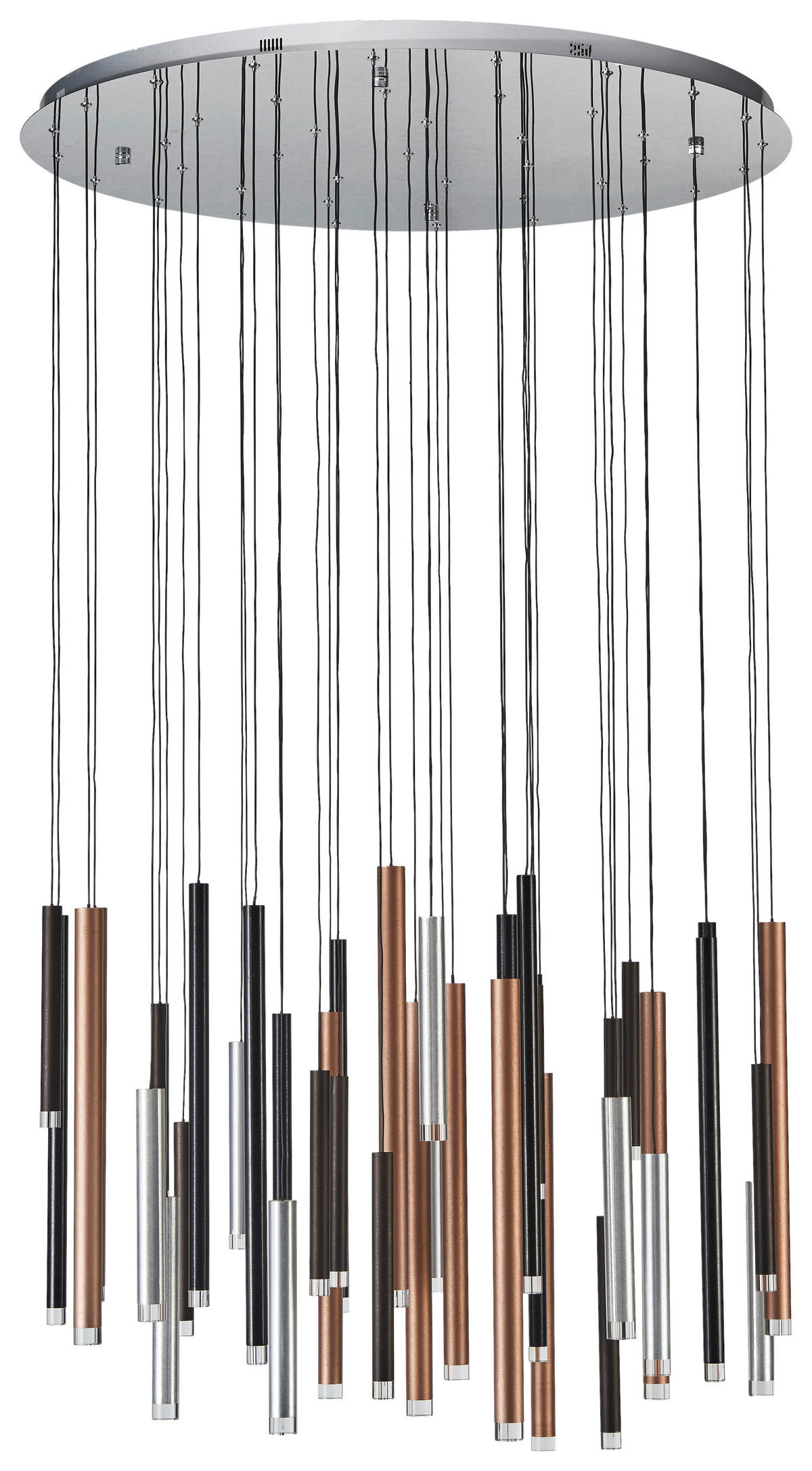 LED-HÄNGELEUCHTE 100/250 cm    - Schwarz/Alufarben, Design, Kunststoff/Metall (100/250cm) - Brilliant