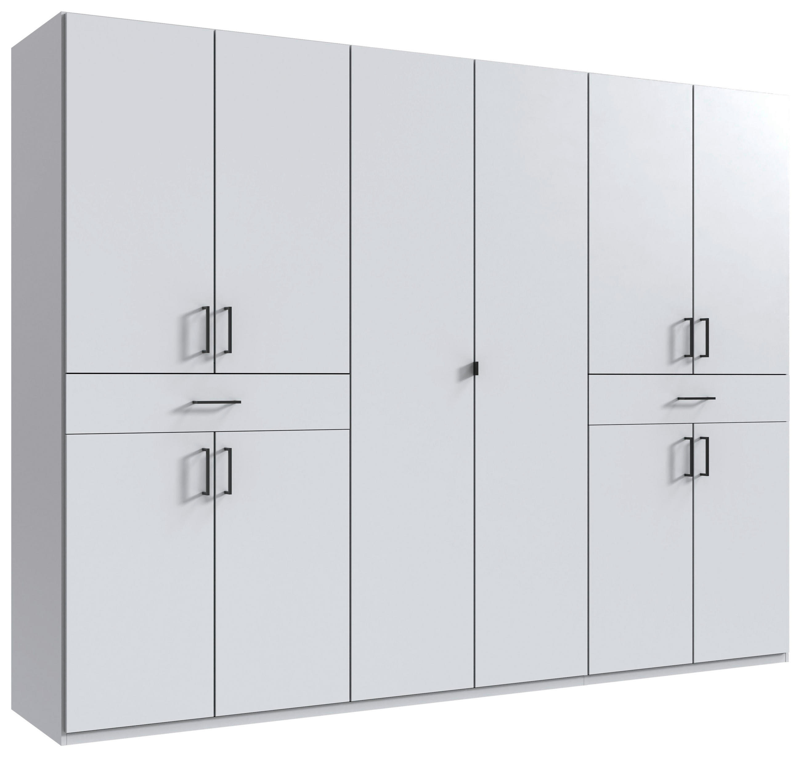 GARDEROB MED GÅNGJÄRNSDÖRRAR 270/208/58 cm 10-dörrar - vit/svart, Klassisk, trämaterial/plast (270/208/58cm) - Carryhome