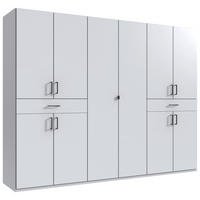 GARDEROB MED GÅNGJÄRNSDÖRRAR 270/208/58 cm 10-dörrar - vit/svart, Klassisk, trämaterial/plast (270/208/58cm) - Carryhome