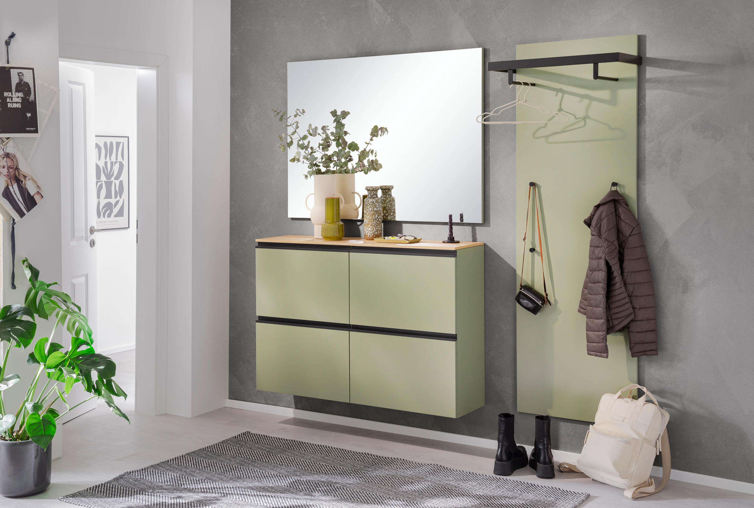 SCHUHKIPPER  in 120/82/30 cm  - Eichefarben/Anthrazit, Design, Holz/Holzwerkstoff (120/82/30cm) - Moderano