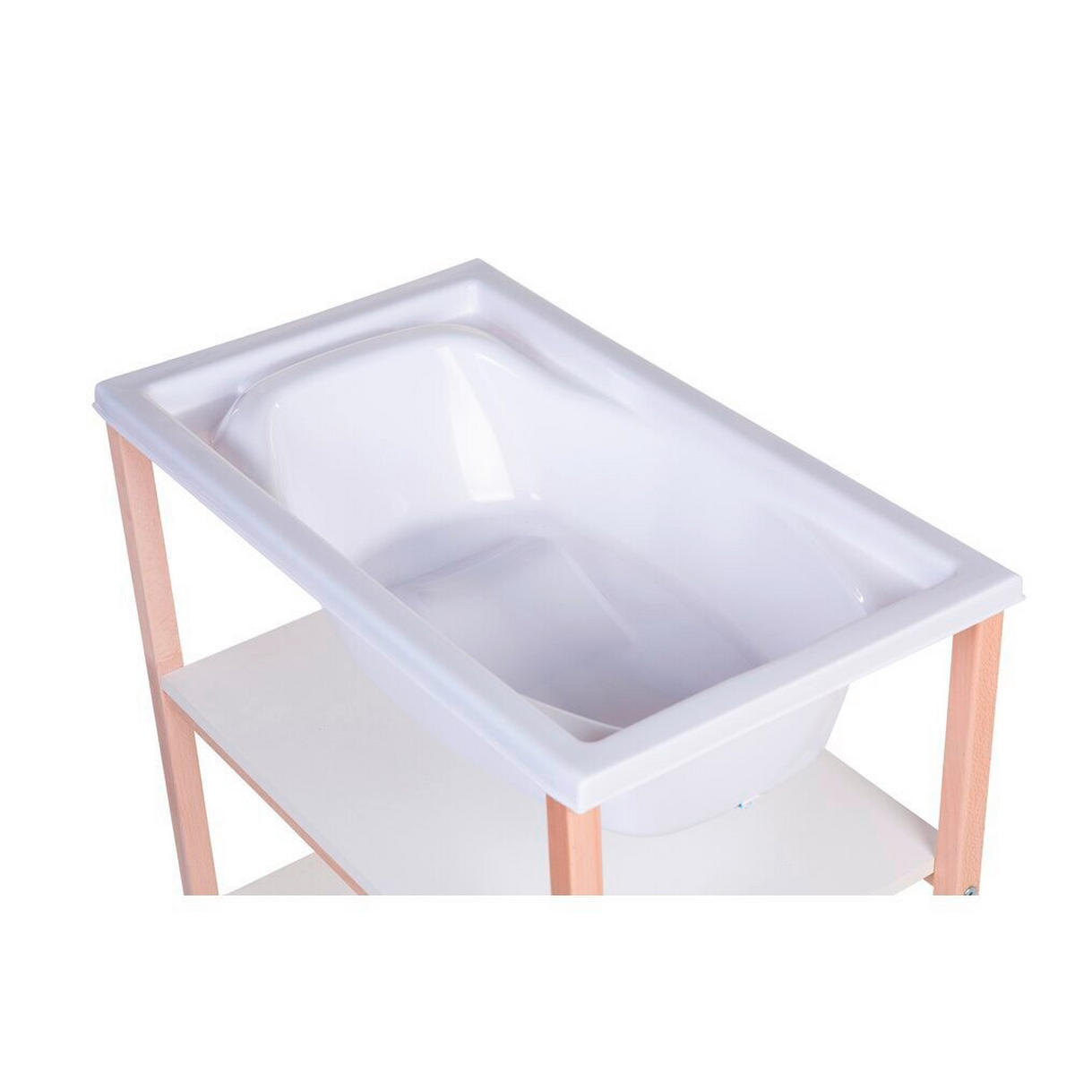 WICKELTISCH 2in1 Set Wickeltisch + Badewanne Weiß, Buchefarben  - Buchefarben/Weiß, KONVENTIONELL, Holzwerkstoff/Kunststoff (91,5/53,5/106,5cm) - Childhome