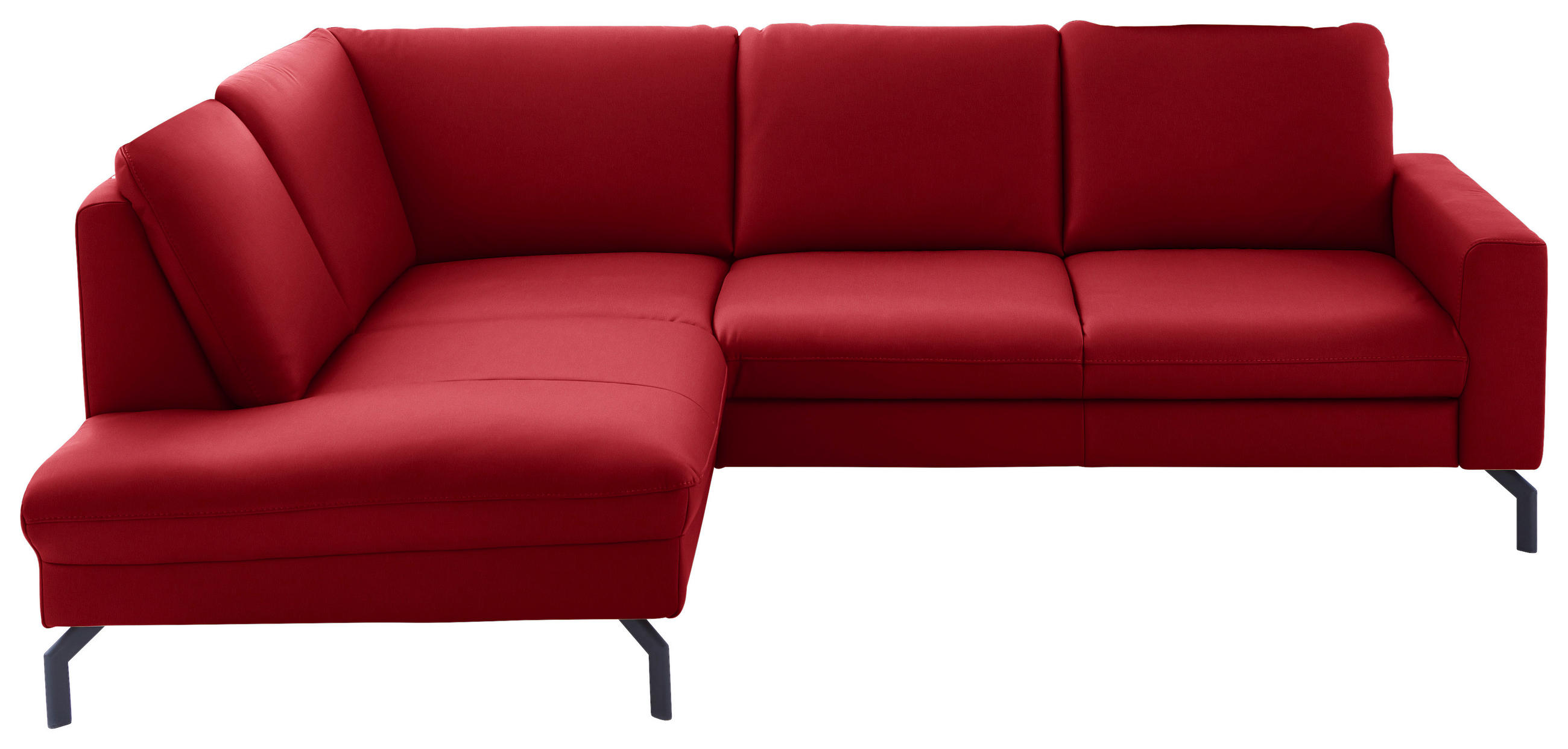 ECKSOFA in Echtleder Rot  - Rot/Schwarz, Design, Leder/Metall (194/250cm) - Beldomo Premium