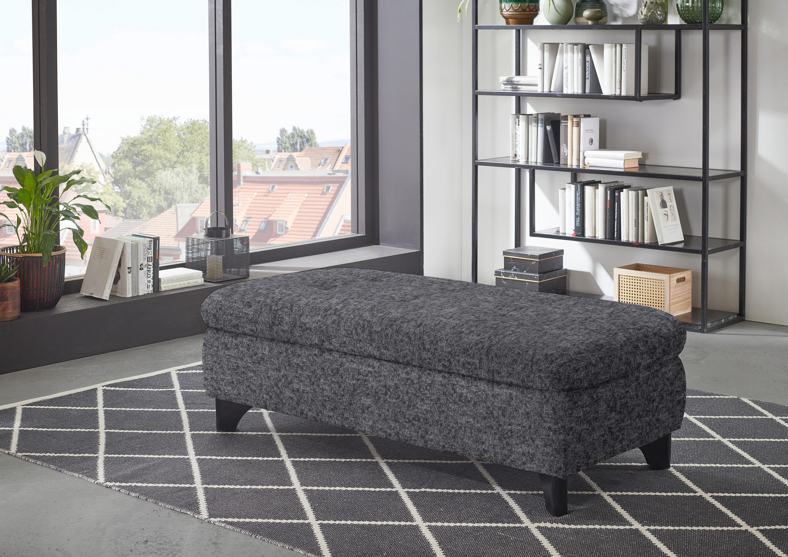 PALL i textil antracit  - svart/antracit, Klassisk, metall/textil (60/45/60cm) - MID.YOU