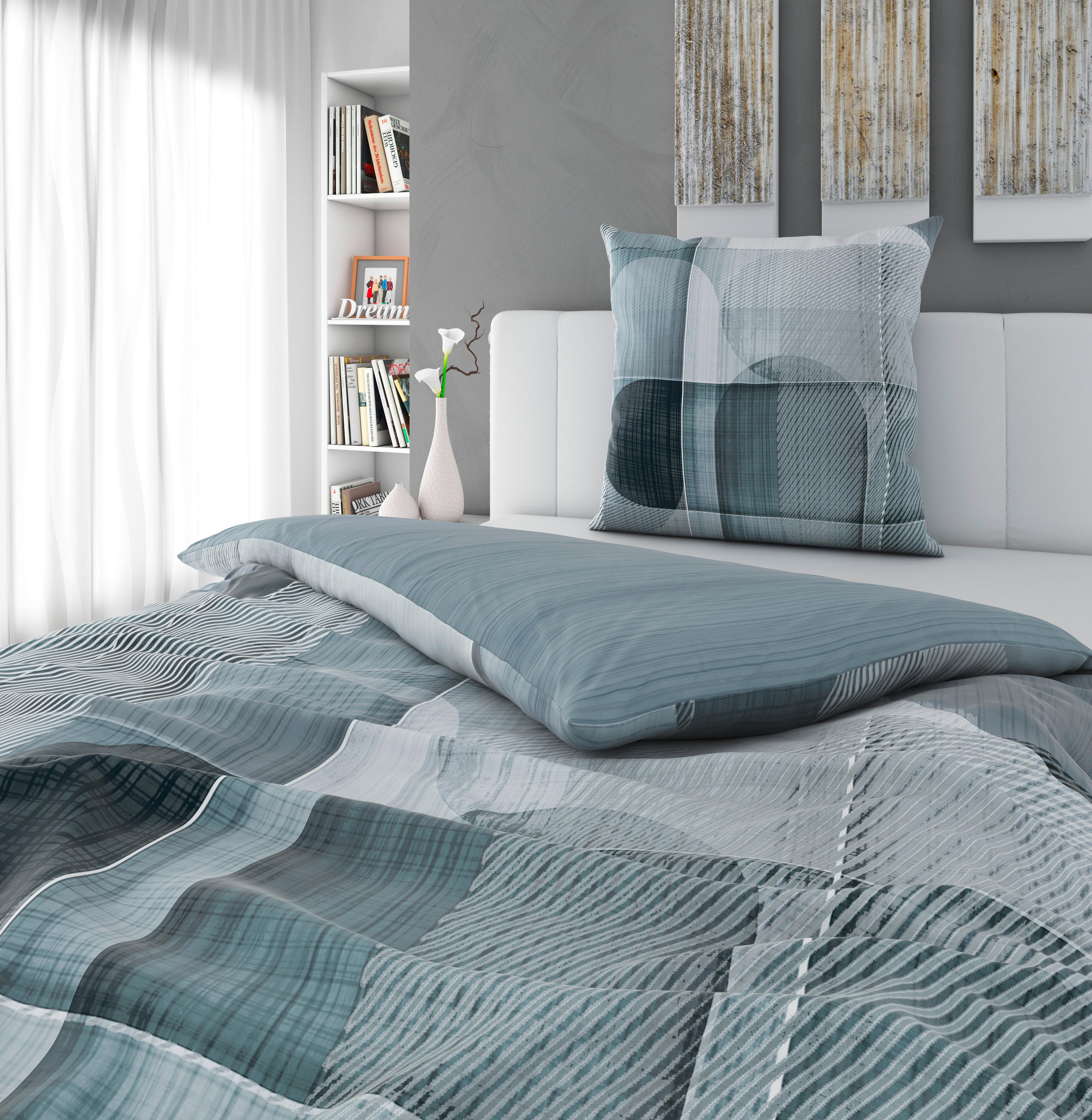 WENDEBETTWÄSCHE Satin 135/200 cm  - Silberfarben, Design, Textil (135/200cm) - Esposa
