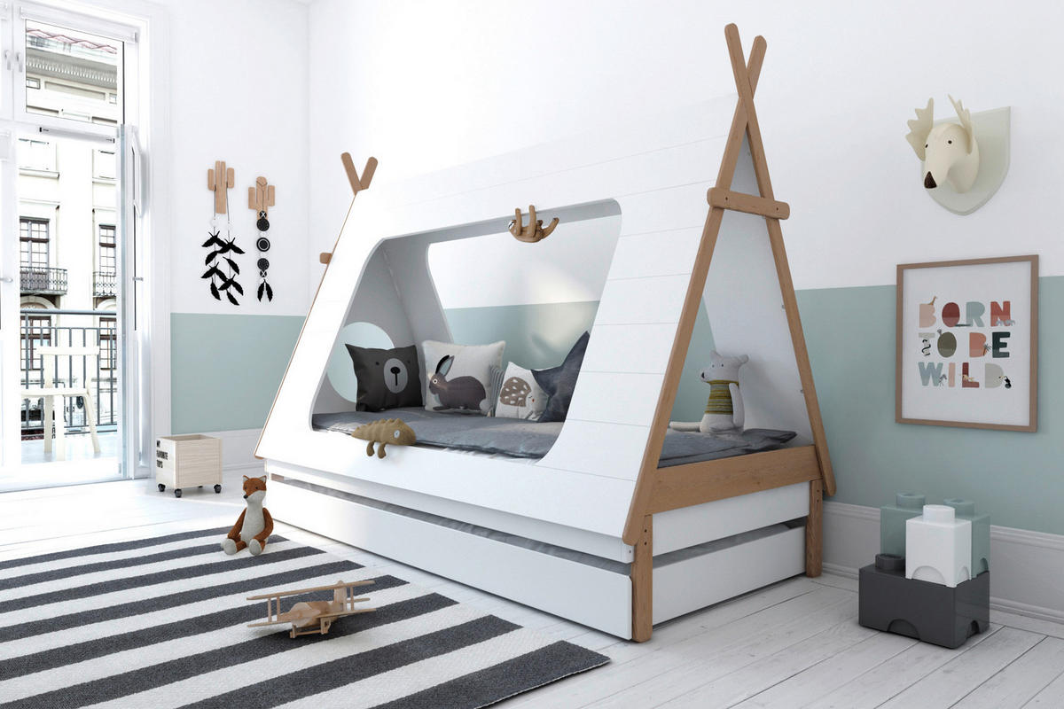 HAUSBETT Lattenrost 90/200 cm  - Naturfarben/Weiß, Design, Holz (90/200cm) - home24