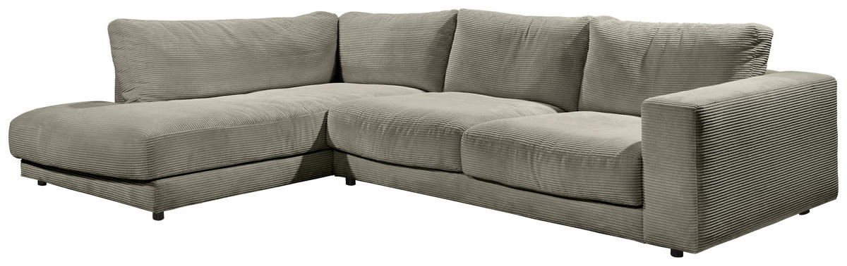 ECKSOFA in Cord Graubraun  - Graubraun/Schwarz, Design, Kunststoff/Textil (224/325cm) - Hom`in