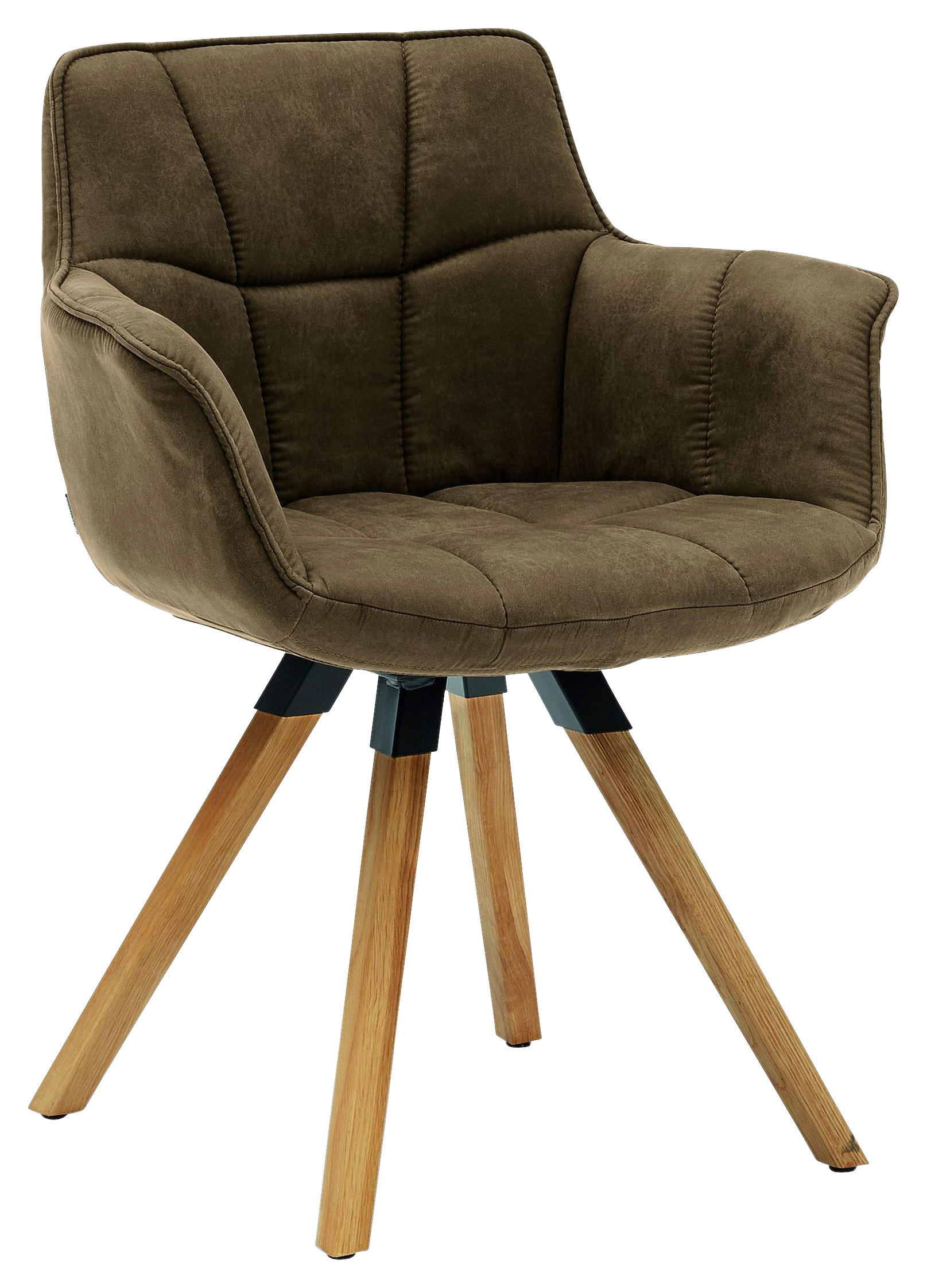 ARMLEHNSTUHL  in Mikrofaser  - Schlammfarben/Eichefarben, KONVENTIONELL, Holz/Textil (67/85/60cm) - Musterring