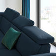 ECKSOFA in Echtleder Dunkelblau  - Schwarz/Dunkelblau, Design, Leder/Metall (239/289cm) - Cantus