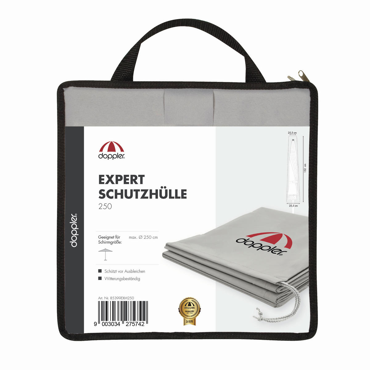 SCHIRMHÜLLE - Grau, Basics, Textil (250cm) - Doppler