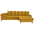 ECKSOFA Currygelb Cord Rückenkissen, Armlehnenkissen, Rücken echt  - Currygelb/Schwarz, KONVENTIONELL, Textil/Metall (332/231cm) - Carryhome