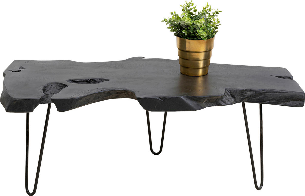 COUCHTISCH Teakholz massiv 100/40/40 cm Freiform Schwarz  - Schwarz, Design, Holz/Metall (100/40/40cm) - Kare-Design