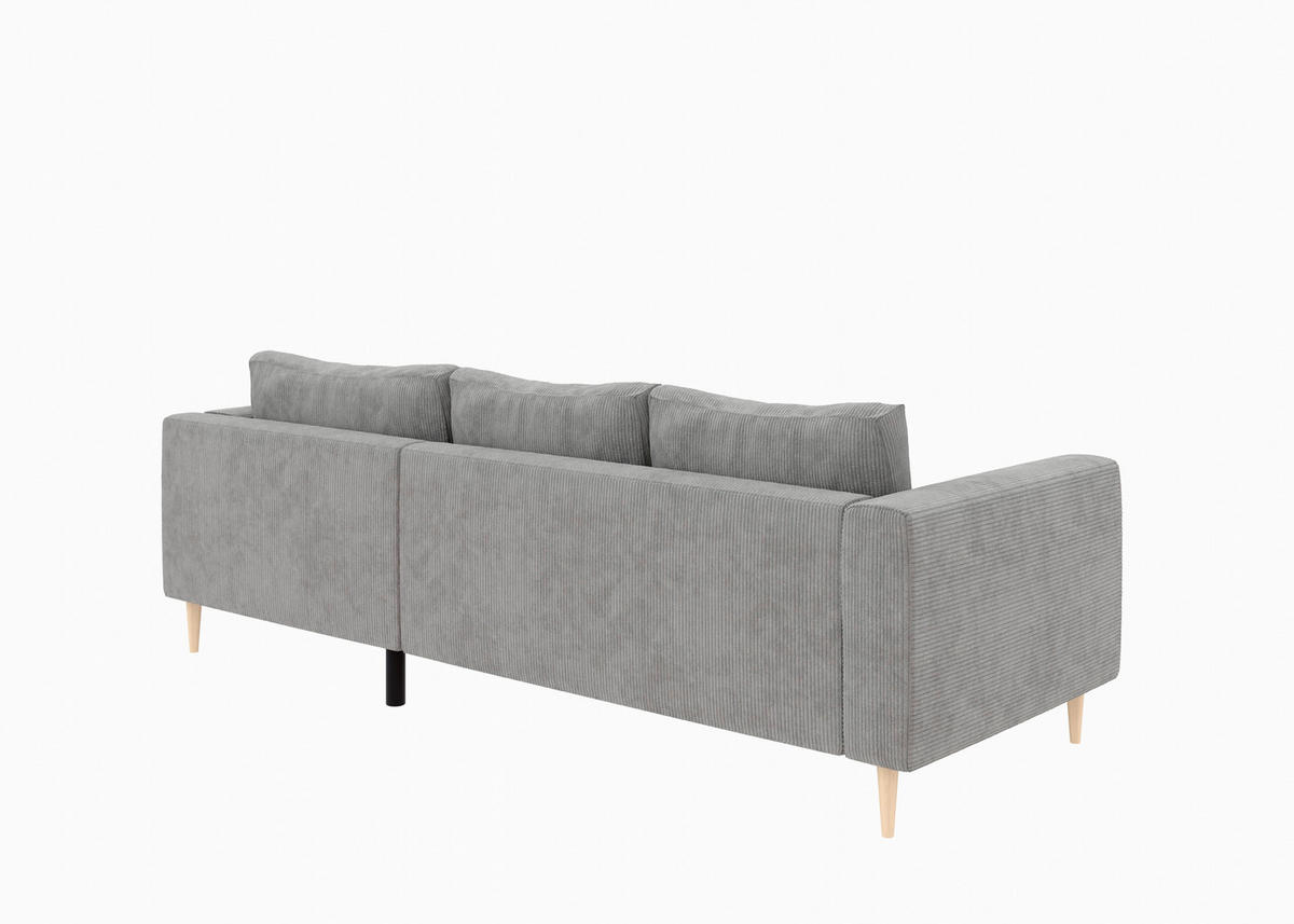 ECKSOFA  in Cord Grau  232/161 cm  - Buchefarben/Grau, MODERN, Holz/Textil (232/161cm) - Trendmanufaktur