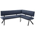 ECKBANK 190/150 cm  in Schwarz, Dunkelblau  - Schwarz/Dunkelblau, MODERN, Textil/Metall (190/150cm) - Cantus