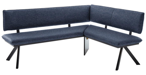 ECKBANK 180/140 cm in Schwarz, Dunkelblau - Schwarz/Dunkelblau, MODERN, Textil/Metall (180/140cm) - Cantus