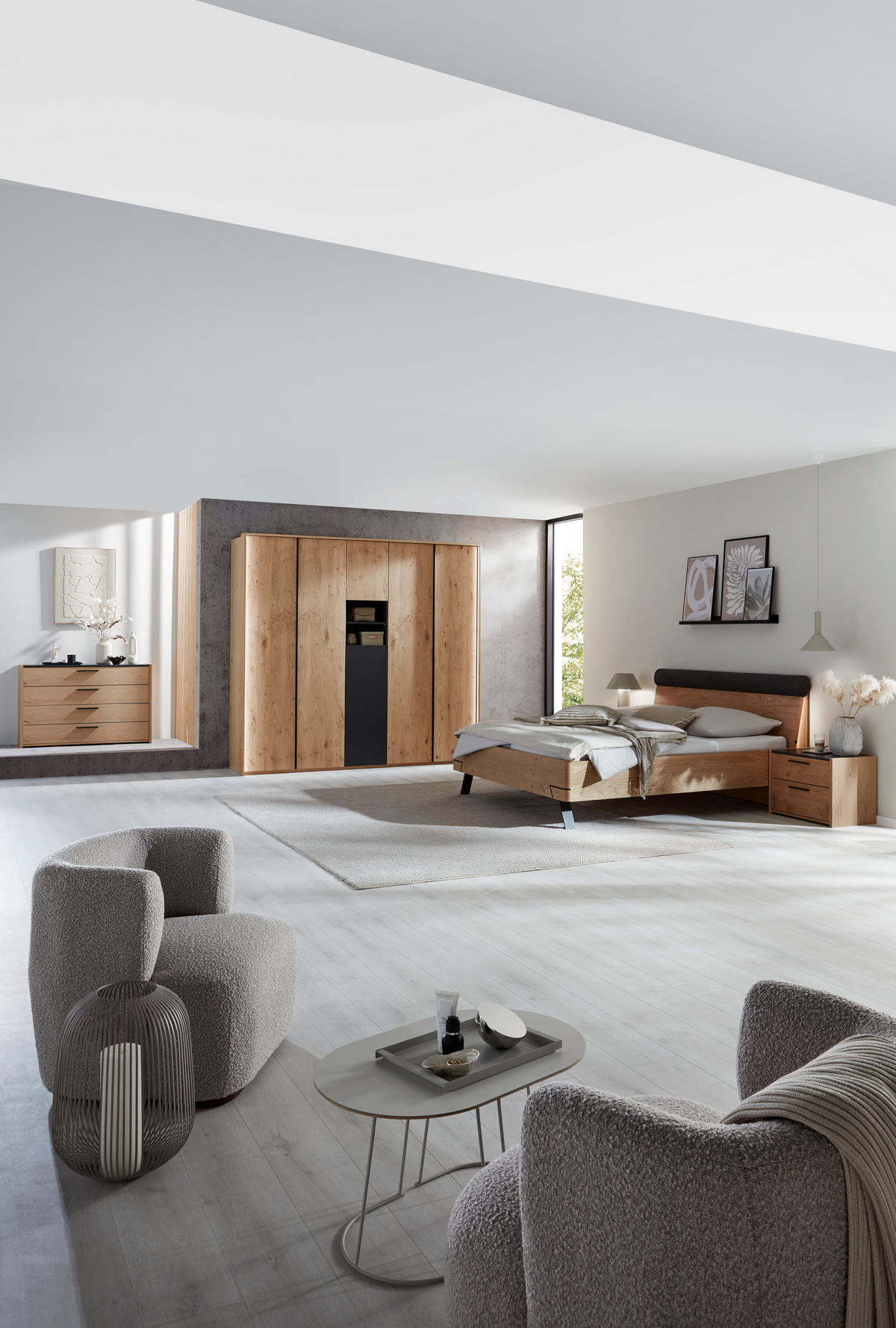 BETT 180/200 cm,  in Anthrazit, Eichefarben,  - Eichefarben/Anthrazit, KONVENTIONELL, Holz/Metall (180/200cm) - Dieter Knoll