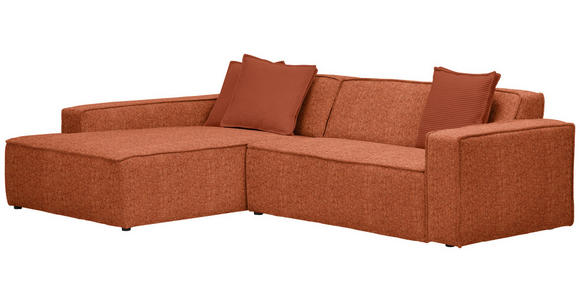 ECKSOFA in Chenille Rostfarben  - Rostfarben/Schwarz, KONVENTIONELL, Kunststoff/Textil (188/280cm) - Carryhome