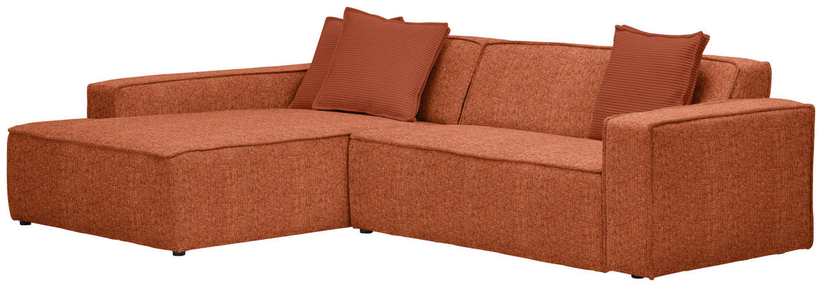 ECKSOFA in Chenille Rostfarben  - Rostfarben/Schwarz, Konventionell, Kunststoff/Textil (188/280cm) - Carryhome