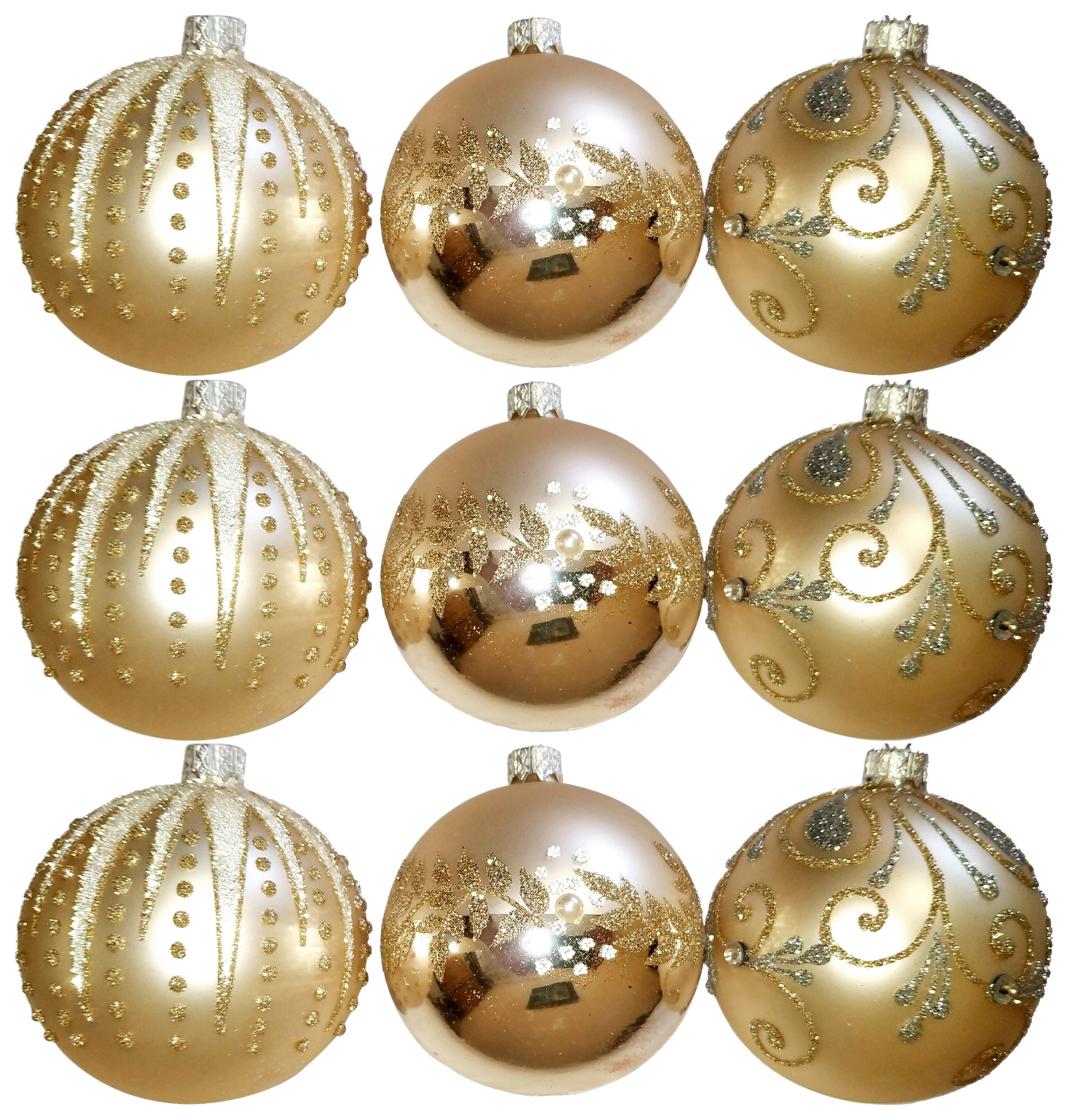CHRISTBAUMKUGEL-SET 8 cm 9-teilig  - Champagner, LIFESTYLE, Glas/Metall (8cm) - X-Mas