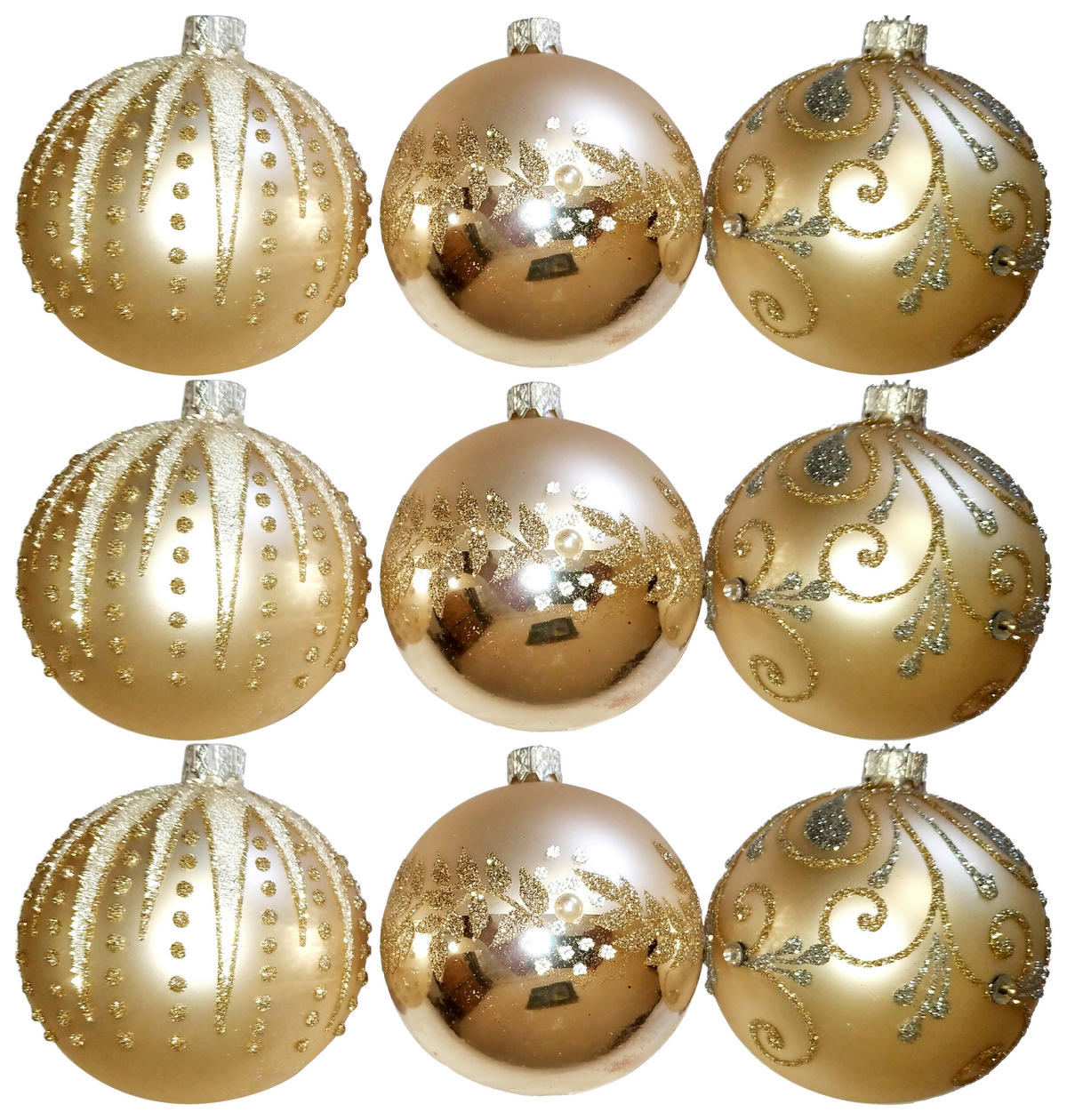 CHRISTBAUMKUGEL-SET 8 cm 9-teilig  - Champagner, LIFESTYLE, Glas/Metall (8cm) - X-Mas