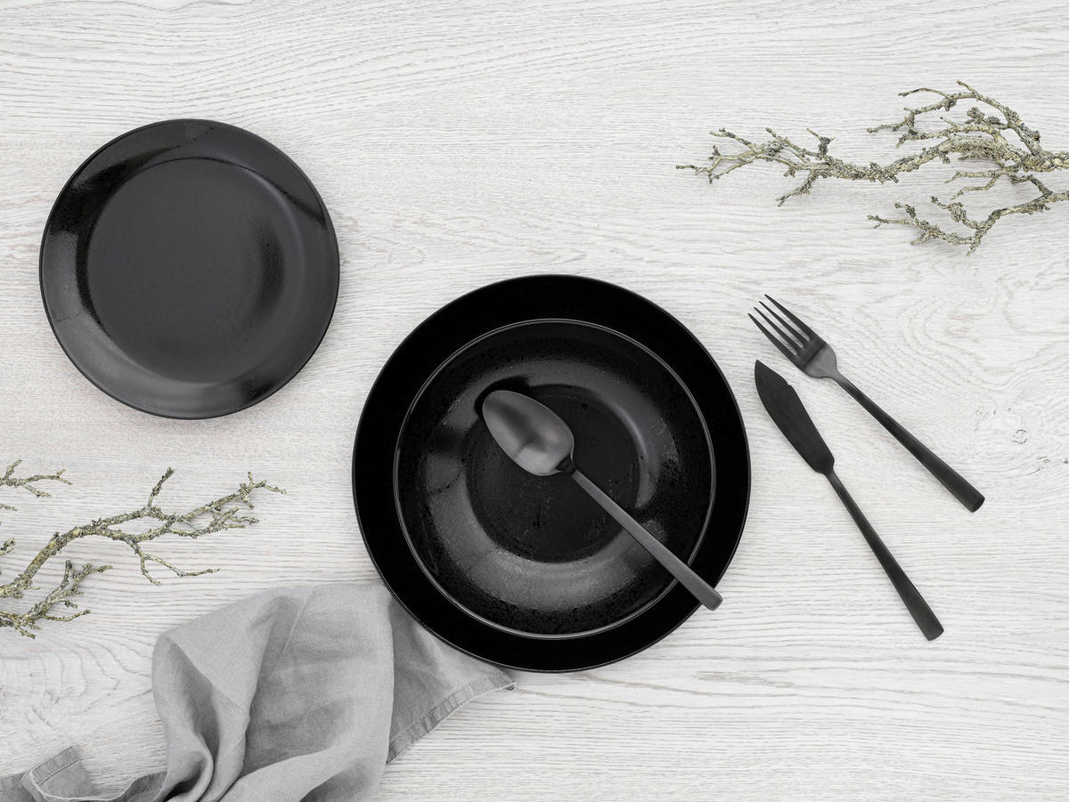 JÍDELNÍ SOUPRAVA,  - černá, Basics, sklo (32/32/14cm) - Creatable