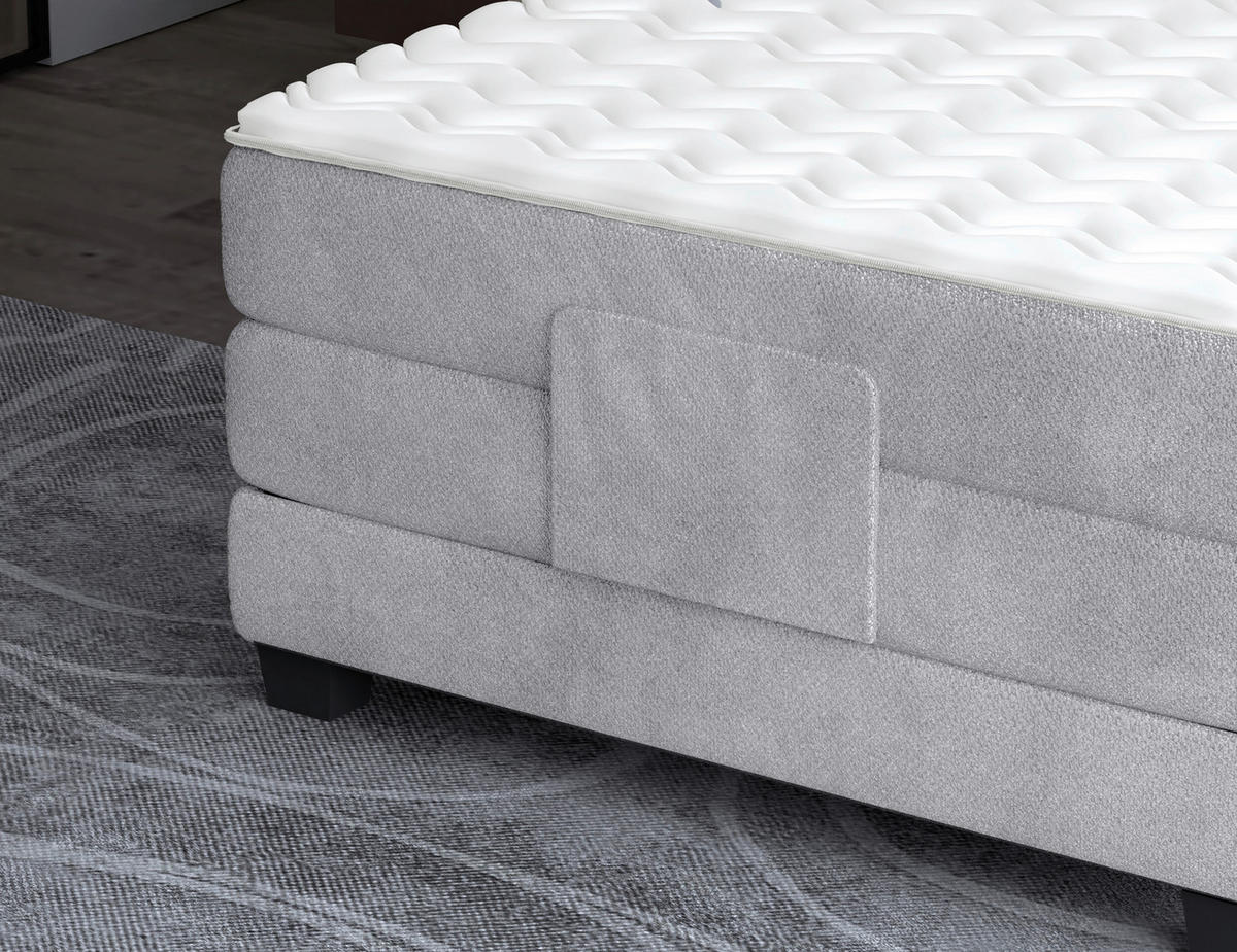 BOXSPRINGBETT 120/200 cm,  in Grau, Matratze, Topper, motorische Verstellbarkeit, Fernbedienung, H2 = mittel  - Schwarz/Grau, KONVENTIONELL, Holz/Kunststoff (120/200cm) - Chameo