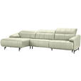 ECKSOFA in Echtleder Weiß  165/313 cm  - Schwarz/Weiß, Design, Leder/Metall (165/313cm) - Emilio Belluti