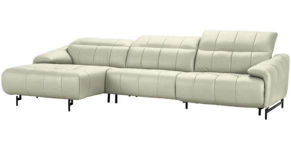 ECKSOFA in Echtleder Weiß 165/313 cm - Schwarz/Weiß, Design, Leder/Metall (165/313cm) - Emilio Belluti