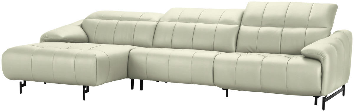 ECKSOFA in Echtleder Weiss  - Weiss/Schwarz, Design, Leder/Metall (165/313cm) - Emilio Belluti